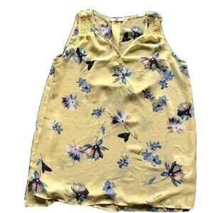 Women's Maurices Sheer Yellow Floral Sleeveless Blouse Size XS
